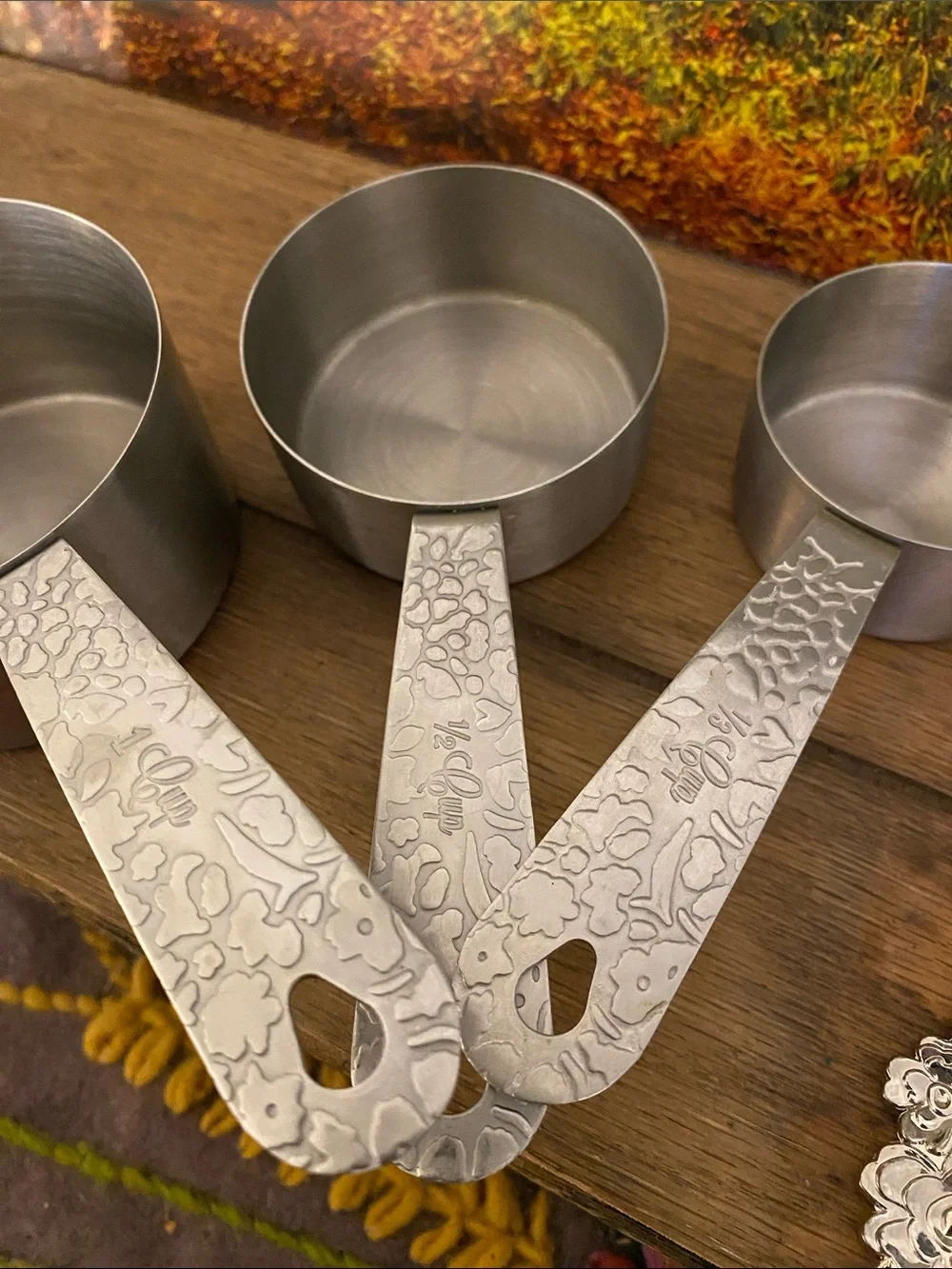 Stainless Steel Measuring Cups & Decorative Spoons Set - Silver